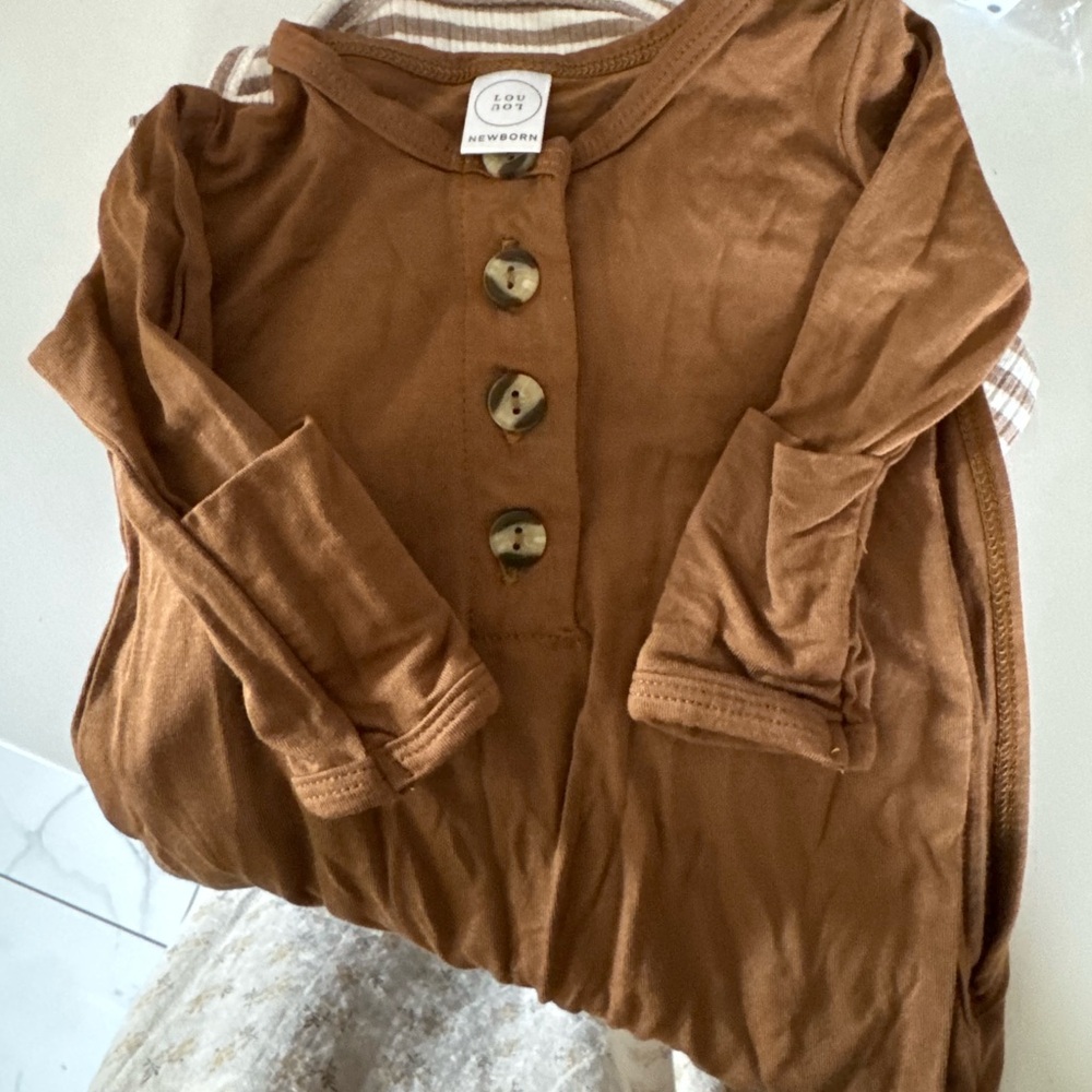 Lou Lou and Company Brown Newborn Gown